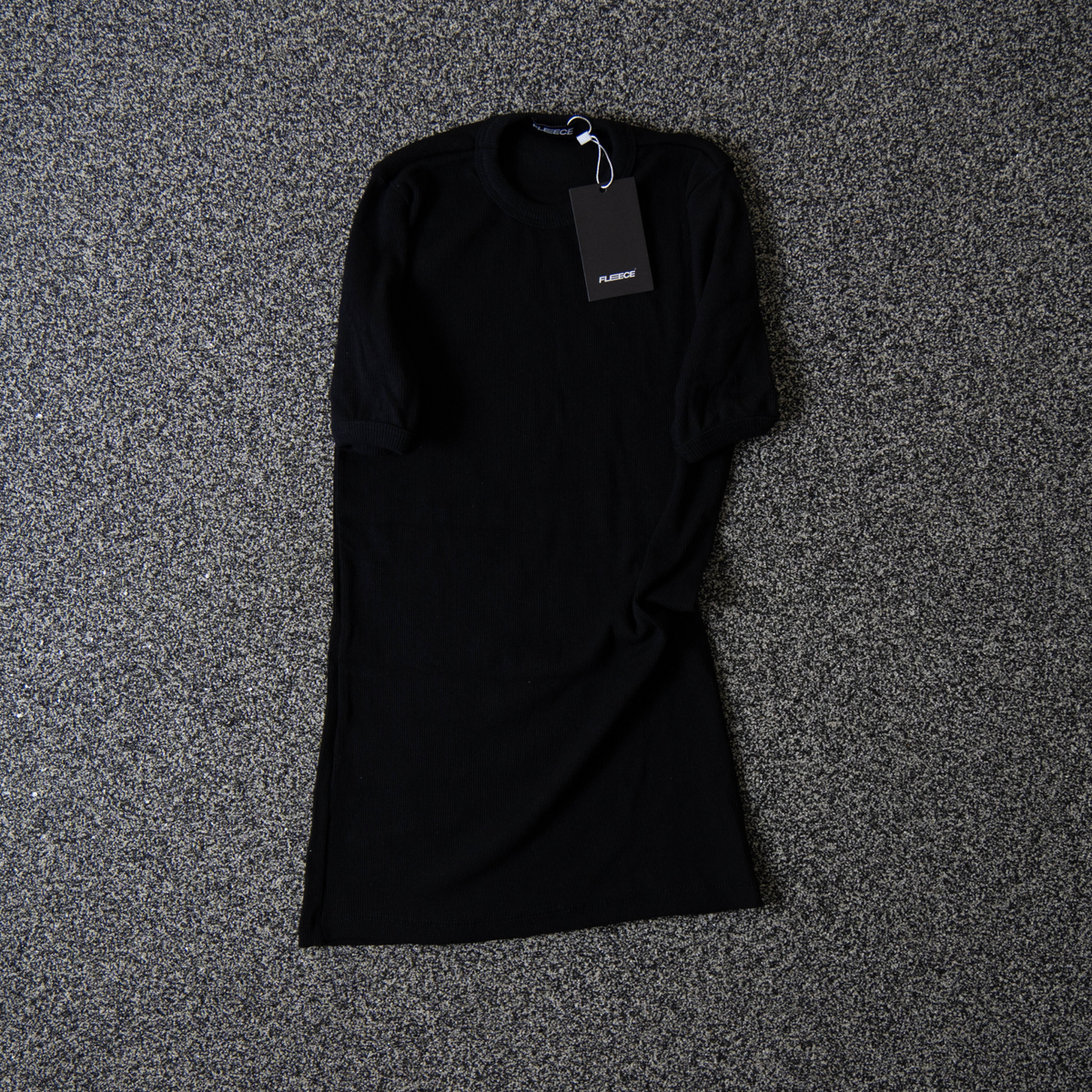 Camiseta canelada slim preta masculina FLEECE vista de frente - foto 9