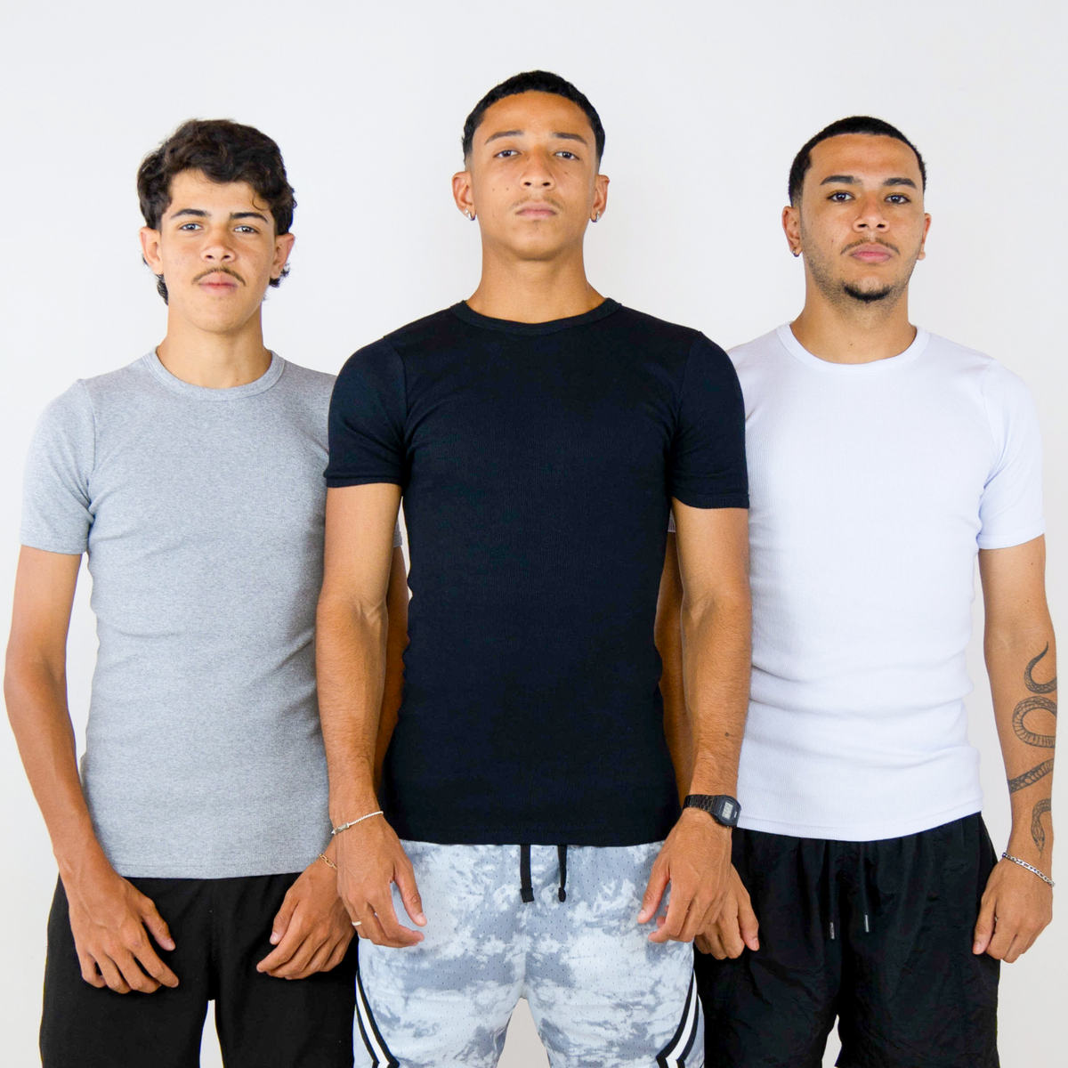 Pack com 3 camisetas caneladas slim masculinas FLEECE