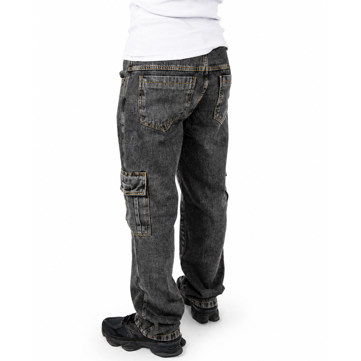 Calça jeans baggy masculina streetwear FLEECE - foto 6