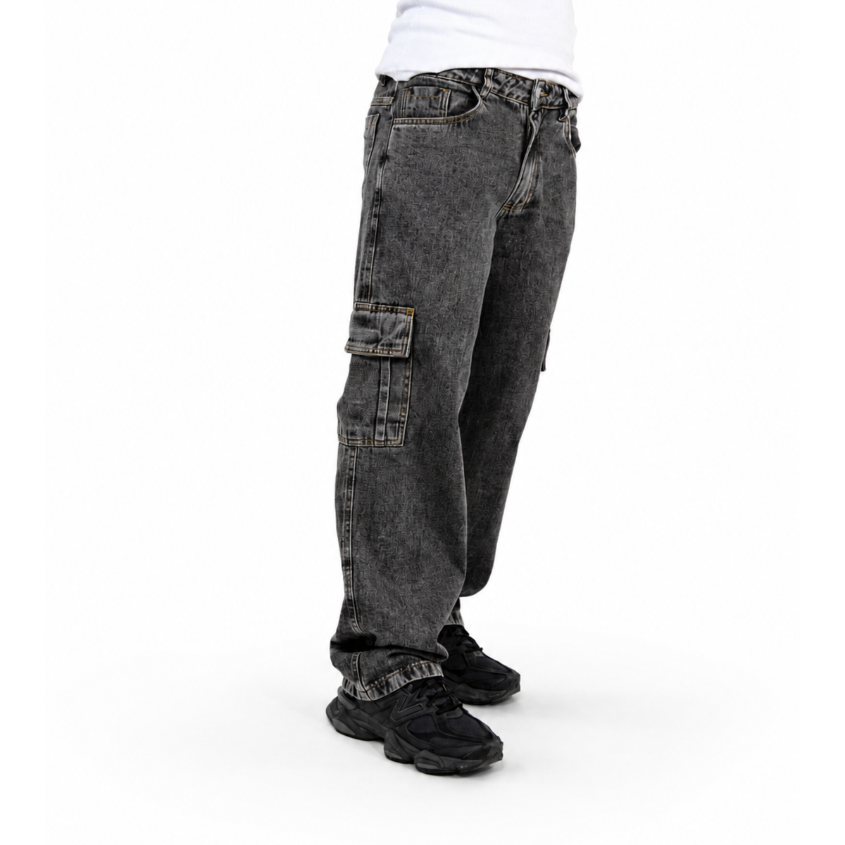 Calça jeans baggy masculina streetwear FLEECE