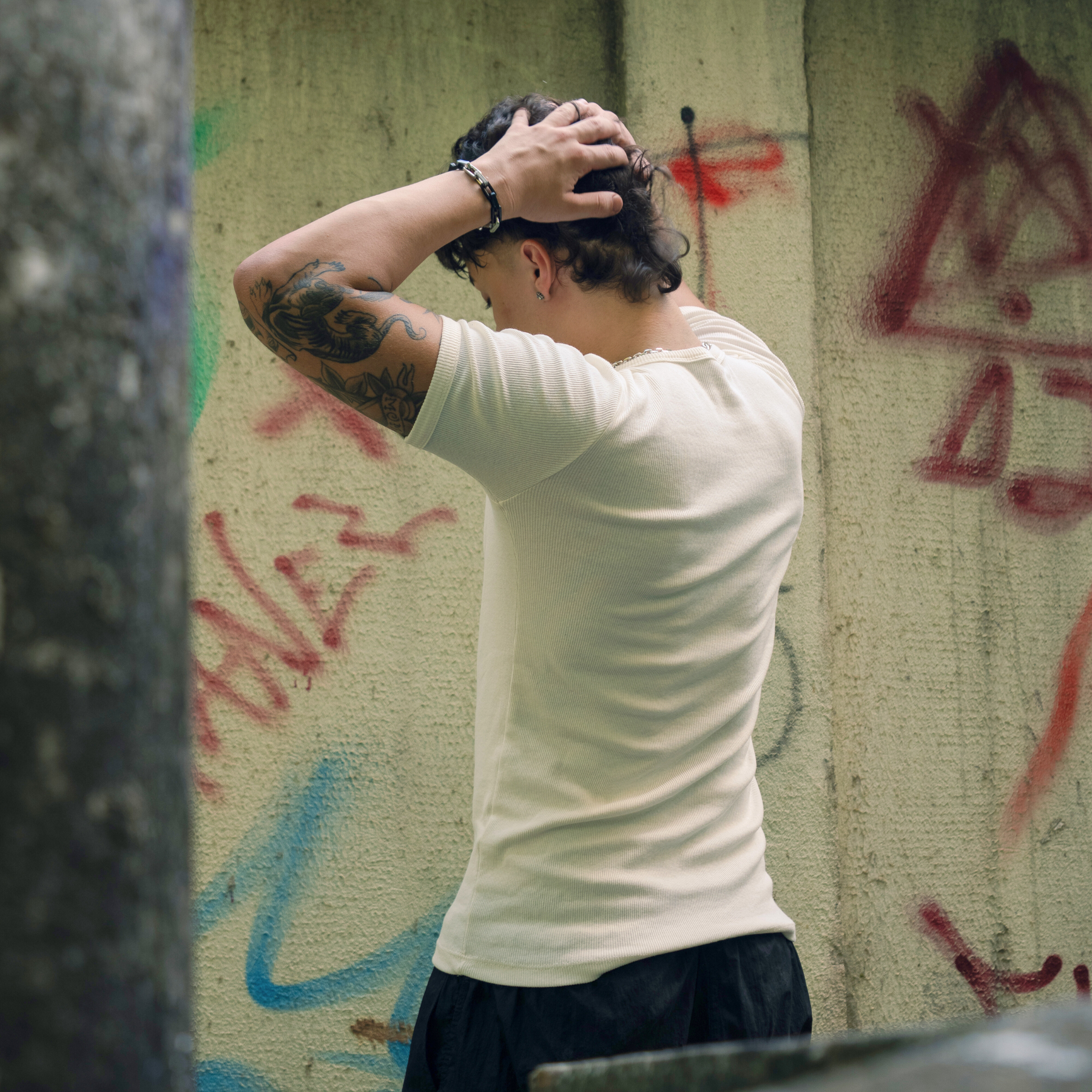 Camiseta Canelada Slim Off White