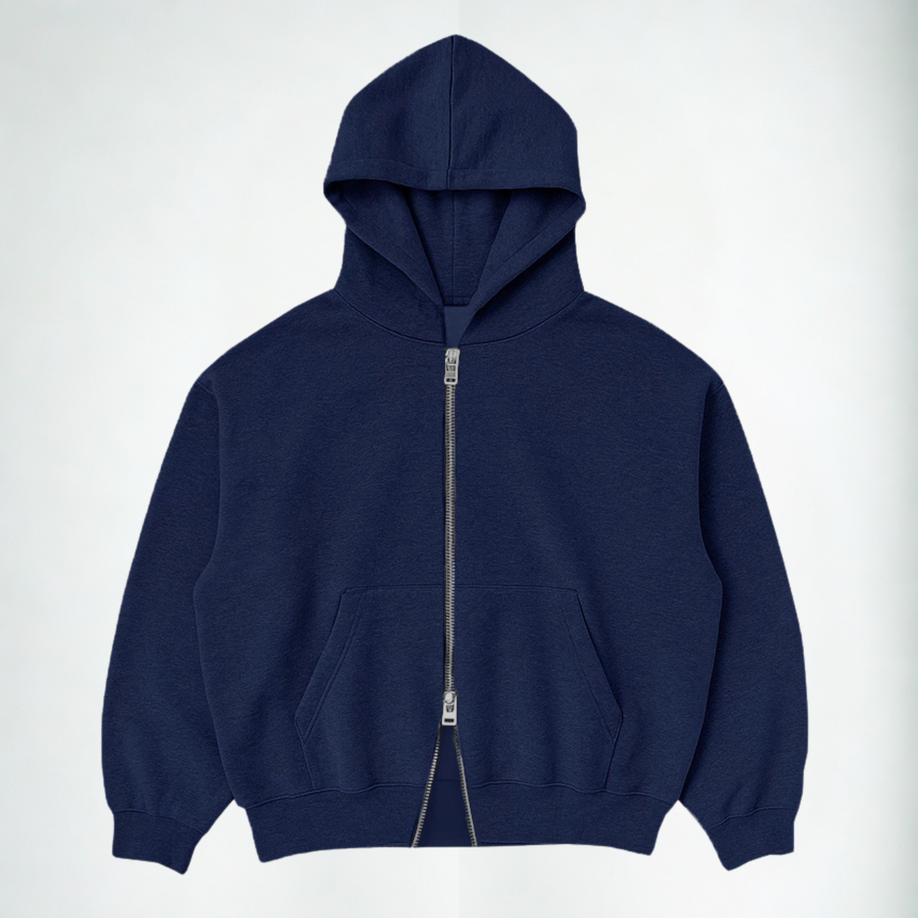 Casaco Moletom Double Zip Azul Escuro