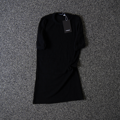 Camiseta canelada slim preta masculina FLEECE vista de frente - foto 9