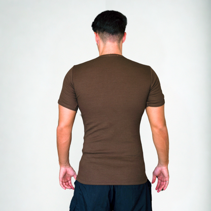 Camiseta canelada slim marrom masculina FLEECE vista de frente - foto 6