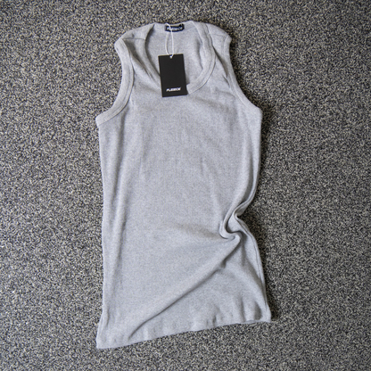 Regata canelada slim cinza masculina FLEECE vista de frente - foto 4