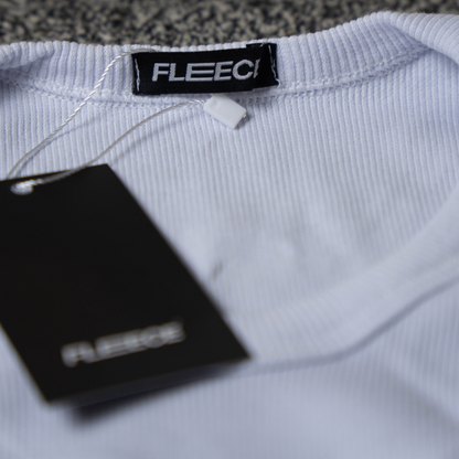 Regata canelada slim branca masculina FLEECE vista de frente - foto 5