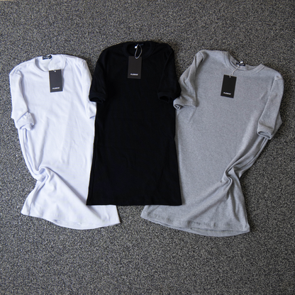 Detalhe do tecido canelado das camisetas do pack FLEECE