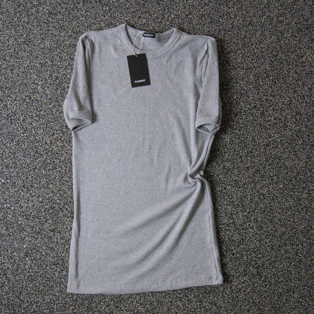 Camiseta canelada slim cinza masculina FLEECE vista de frente - foto 9