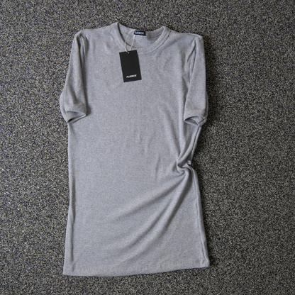 Camiseta canelada slim cinza masculina FLEECE vista de frente - foto 9