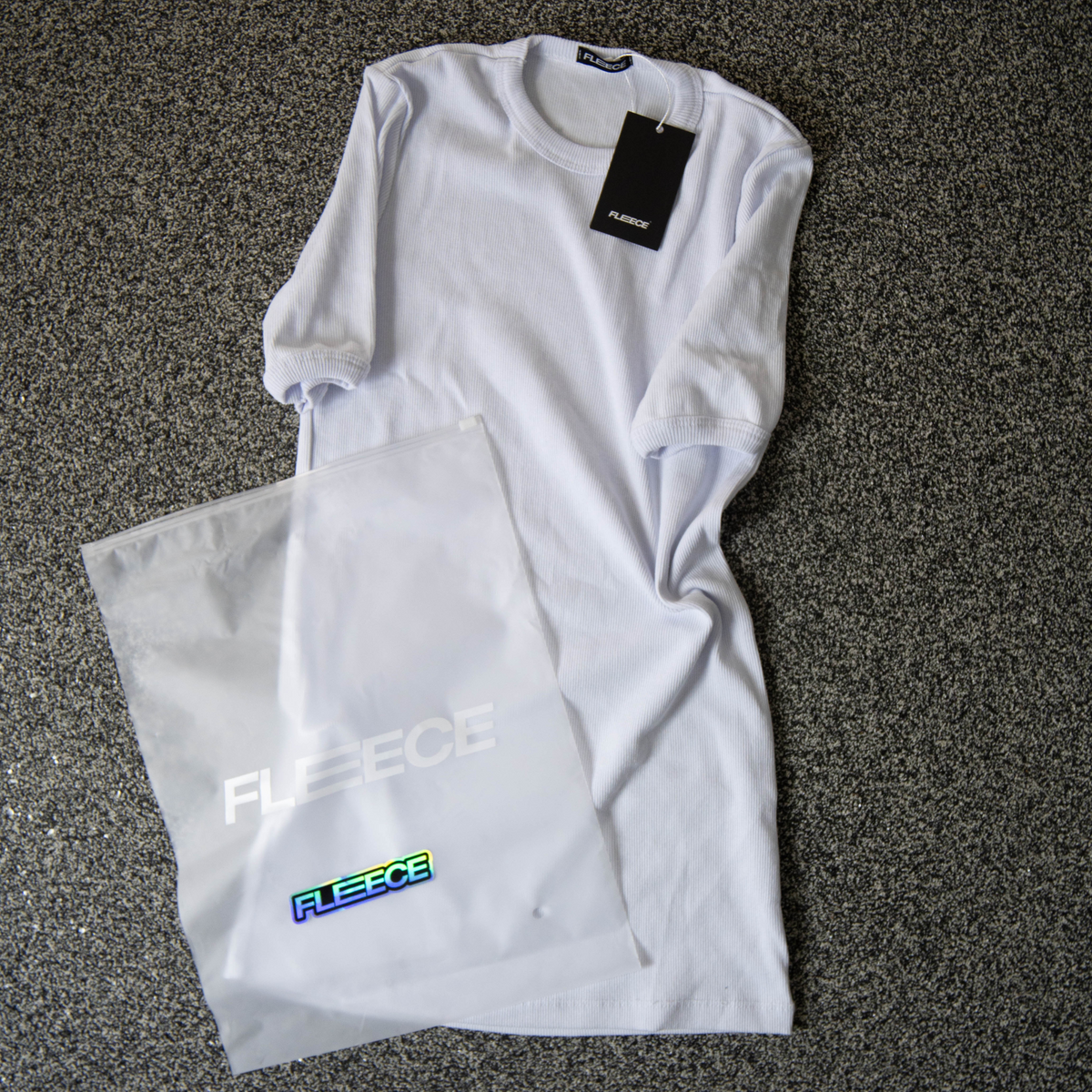 Camiseta canelada slim branca masculina FLEECE vista de frente - foto 8