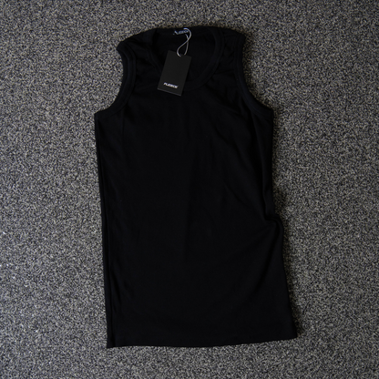Regata canelada slim preta masculina FLEECE vista de frente - foto 5