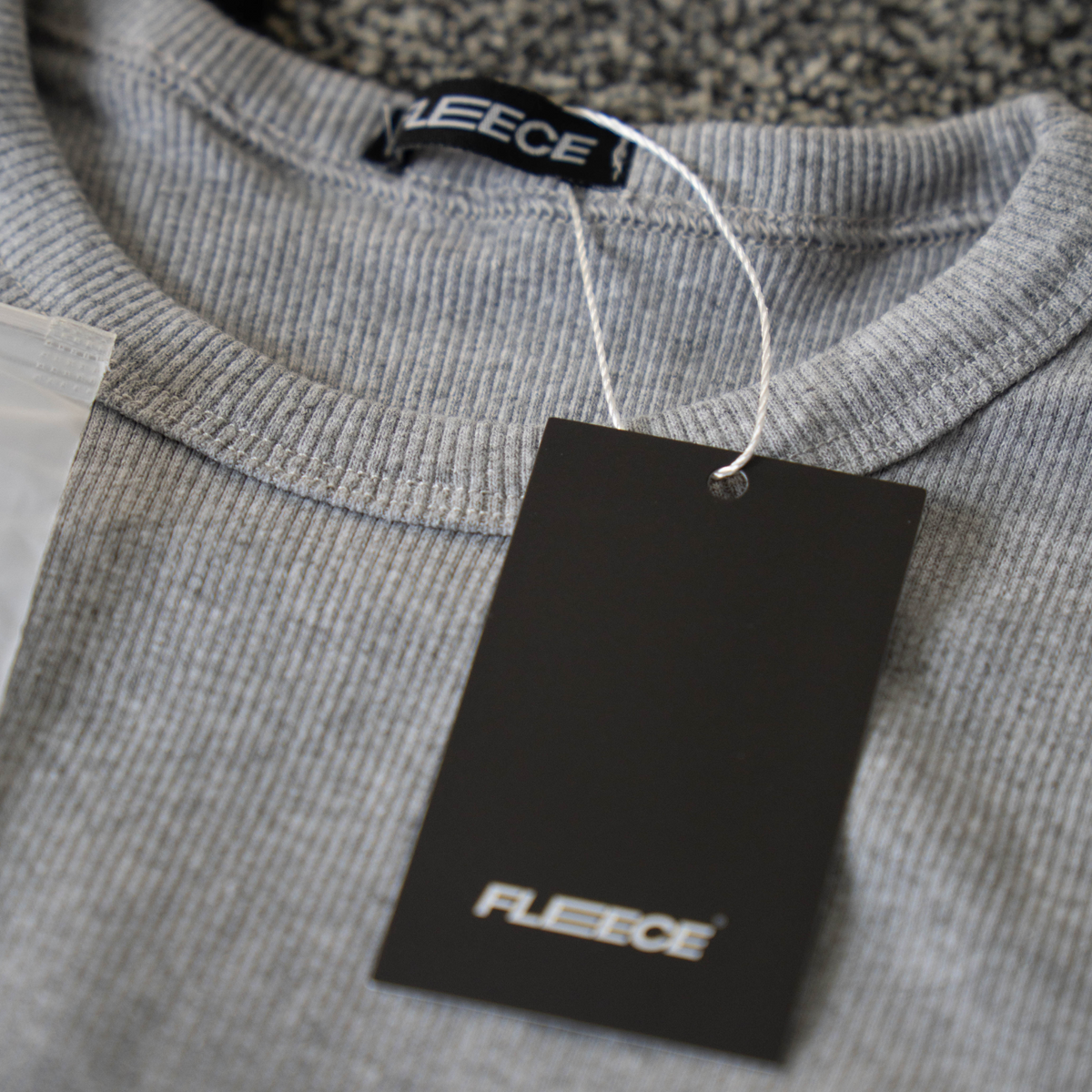 Camiseta canelada slim cinza masculina FLEECE vista de frente - foto 12