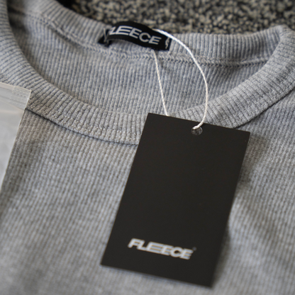 Camiseta canelada slim cinza masculina FLEECE vista de frente - foto 12