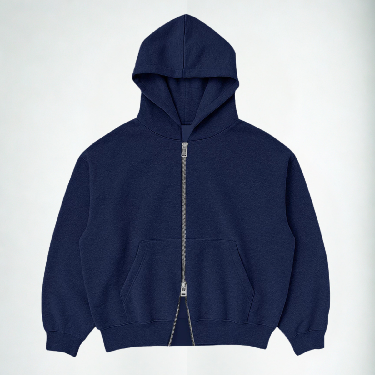 Casaco Moletom Double Zip Azul Escuro