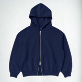 Casaco Moletom Double Zip Azul Escuro