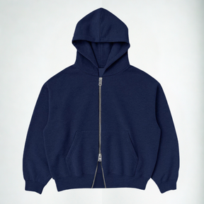 Casaco Moletom Double Zip Azul Escuro