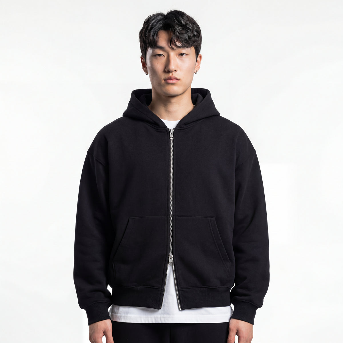 Casaco de moletom double zip masculino FLEECE com capuz