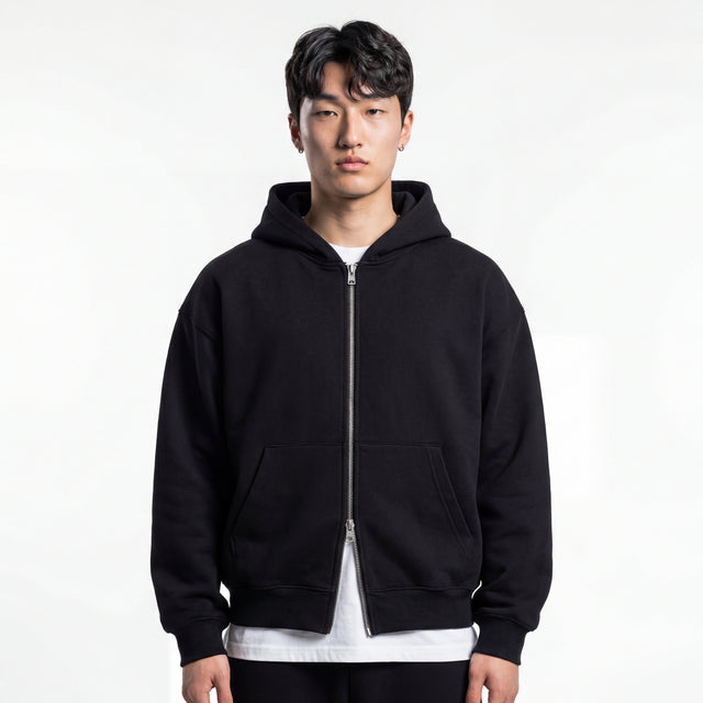 Casaco de moletom double zip masculino FLEECE com capuz