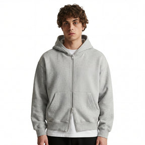 Casaco Moletom Double Zip Cinza