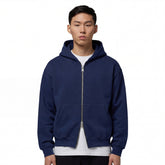 Casaco Moletom Double Zip Azul Escuro